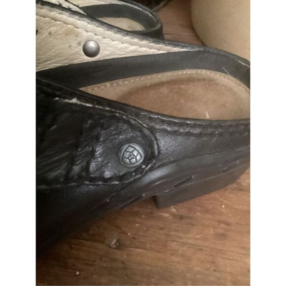 ARIAT Santa Cruz Slingback Mules Clogs Sz 7B Black Leather - Picture 2 of 9